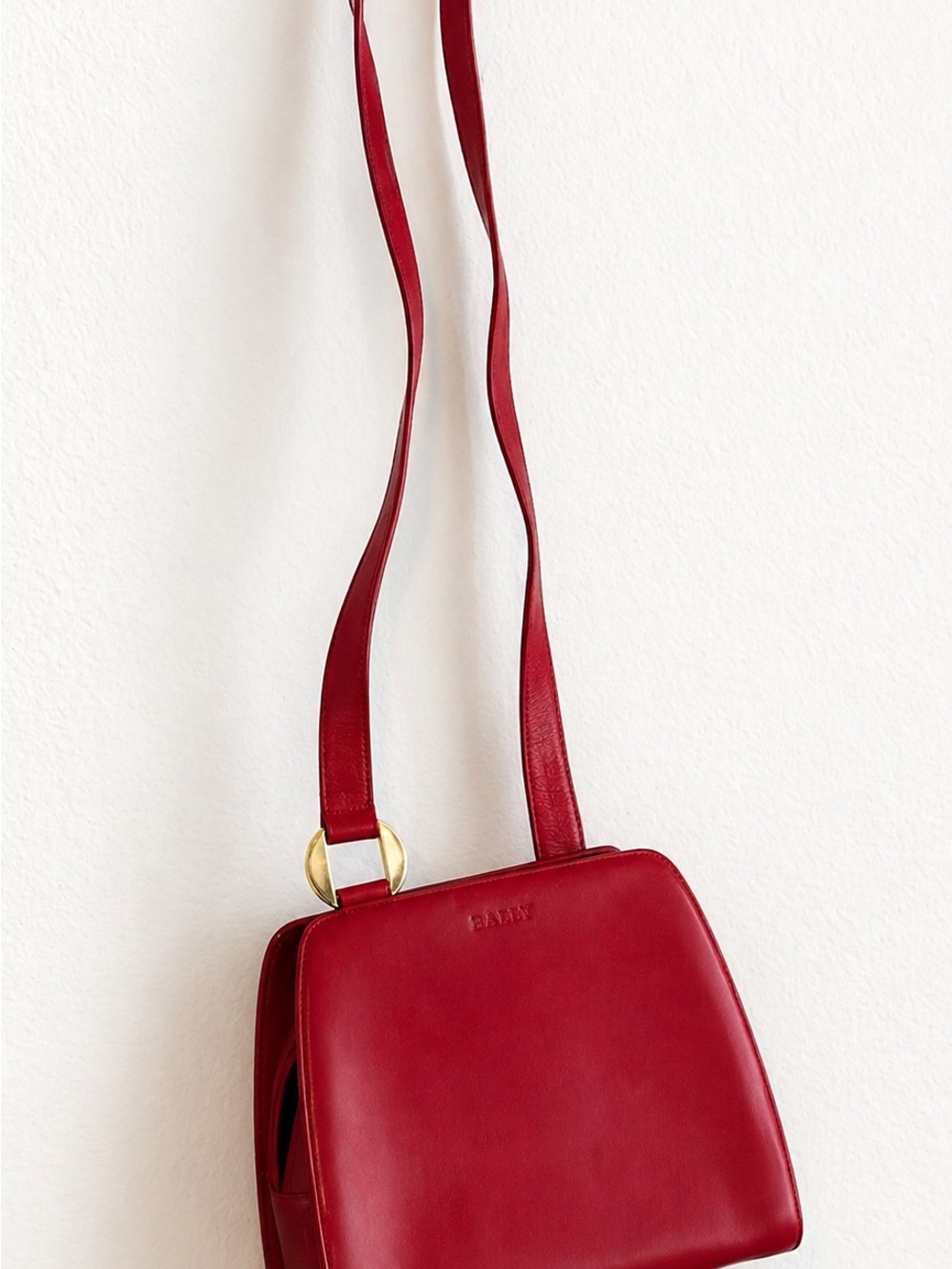 Bally Red Leather Crossbody Bag with Gold Hardware